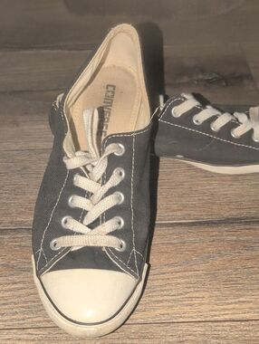 Converse Women’s Low Top Canvas Sneakers - Black with White Accents
